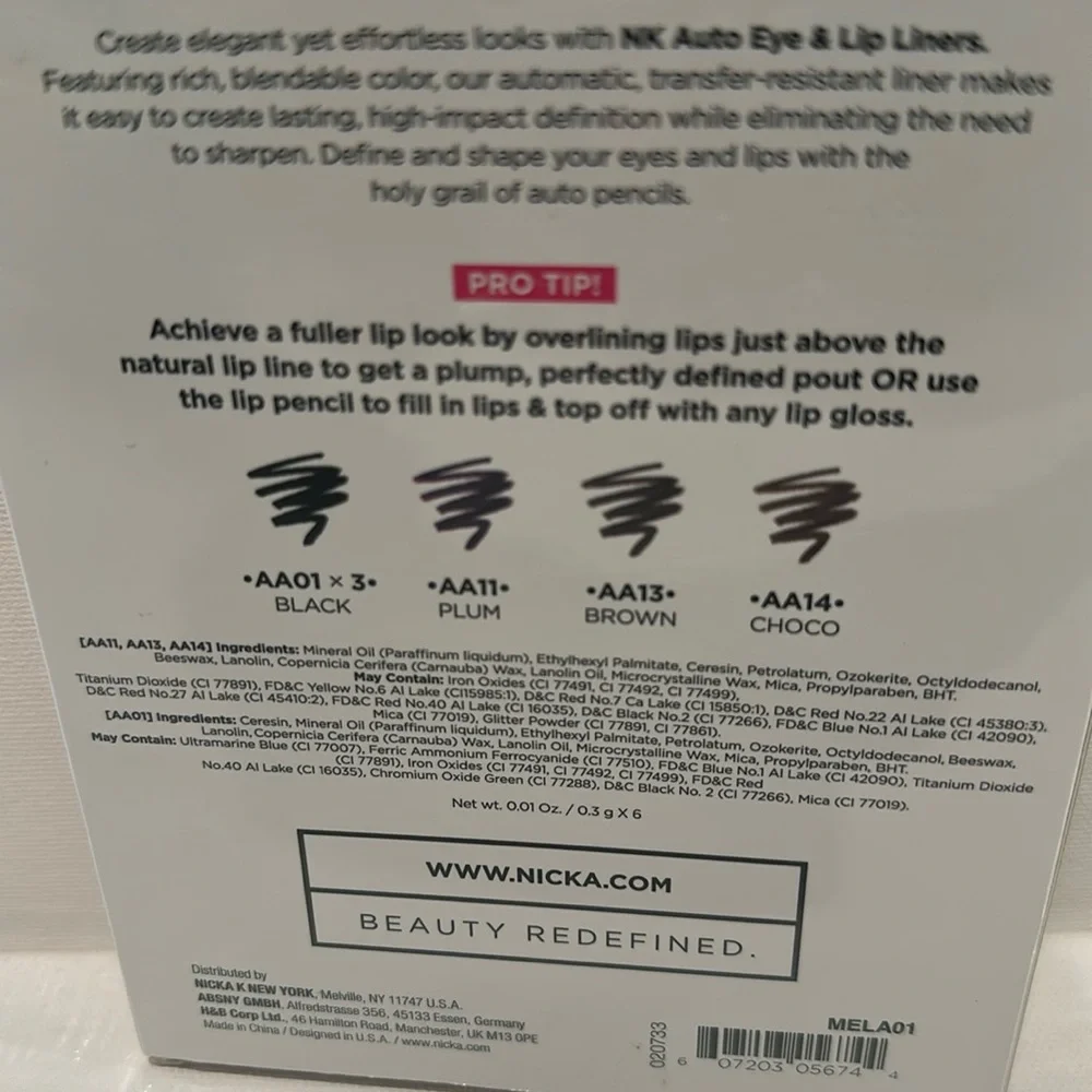 NK Makeup Eye to Eye Auto Eyeliners in Black,Brown,Brown, Choco(6) pack.